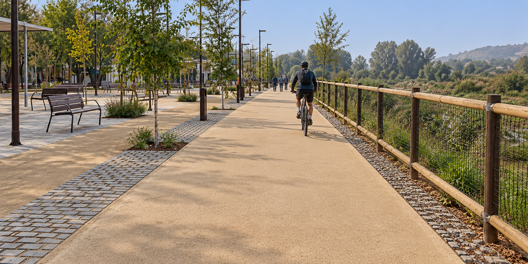 Carril bici con pavimento terrizo estabilizado